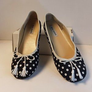 Steve Madden flats 10M navy white dots round toe